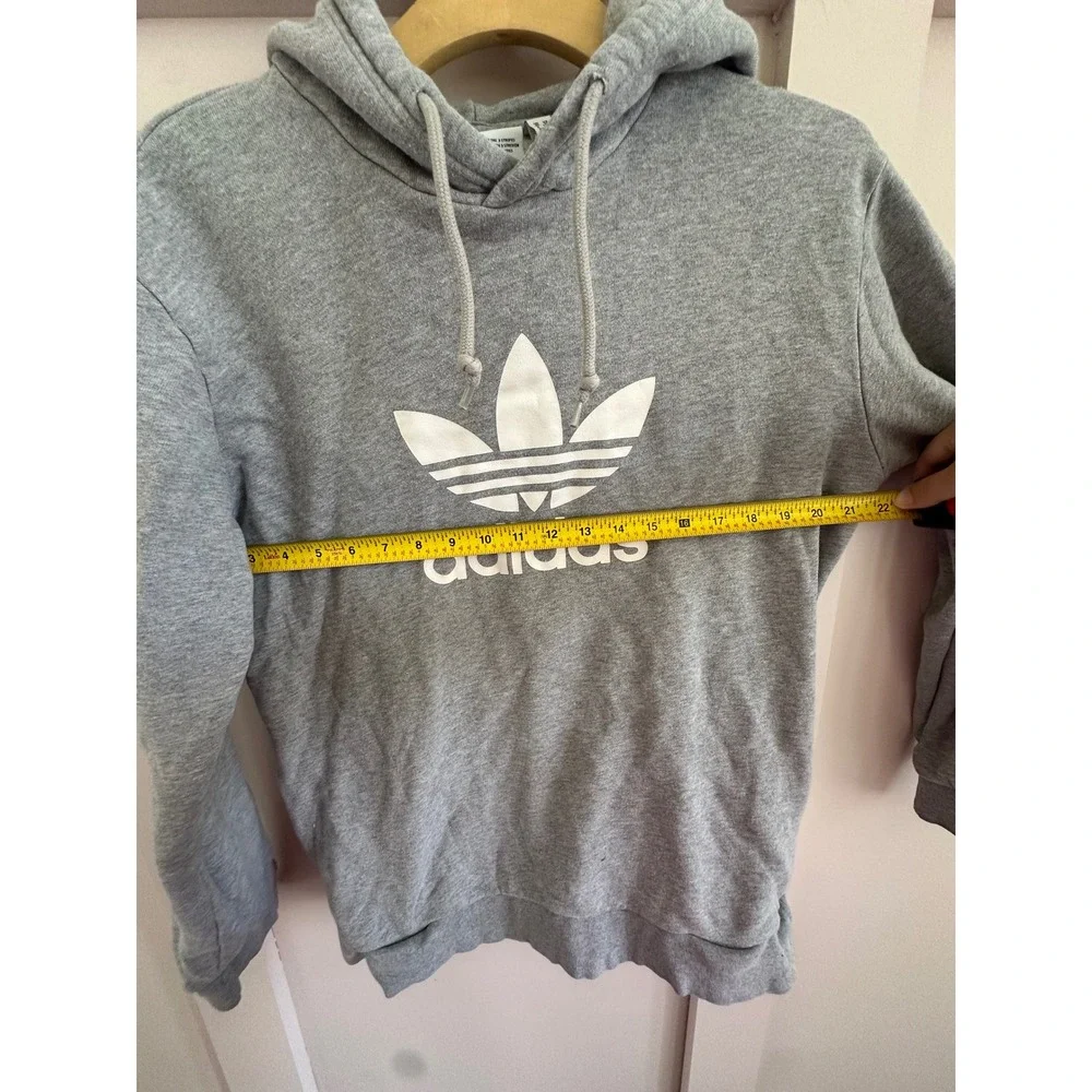 Adidas Originals Mens Trefoil Logo Hoodie Gray Pullover Sweatshirt Medium